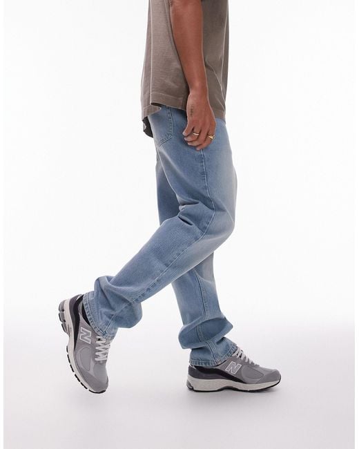Topman Blue Straight Jeans for men