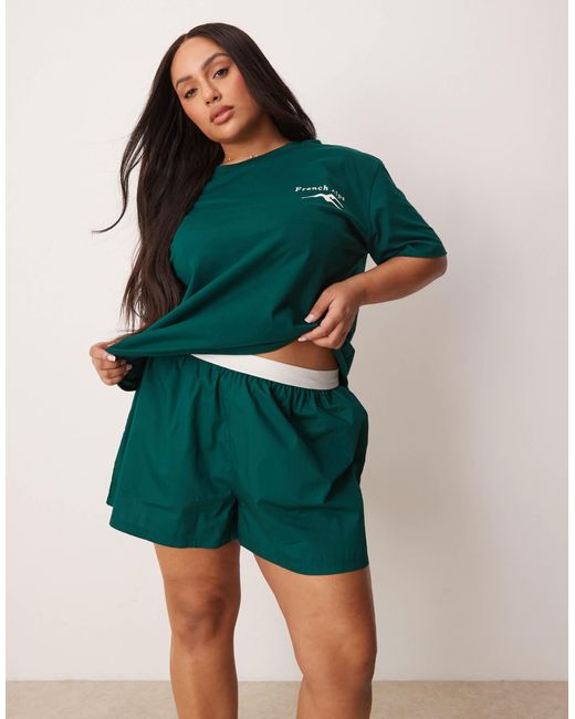 Asos design curve - ensemble short style caleçon et t-shirt oversize ASOS en coloris Green