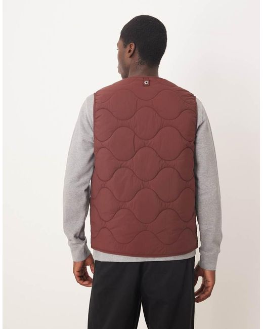 ARKET Red Quilted Gilet With Zip Front for men