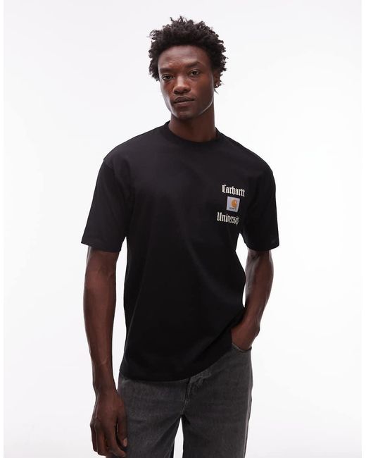 Camiseta Negra De Corte Suelto Schooling Heart De Carhartt de hombre de color Blue