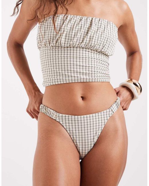 ASOS White Piper Paper Touch High Leg Bikini Bottom