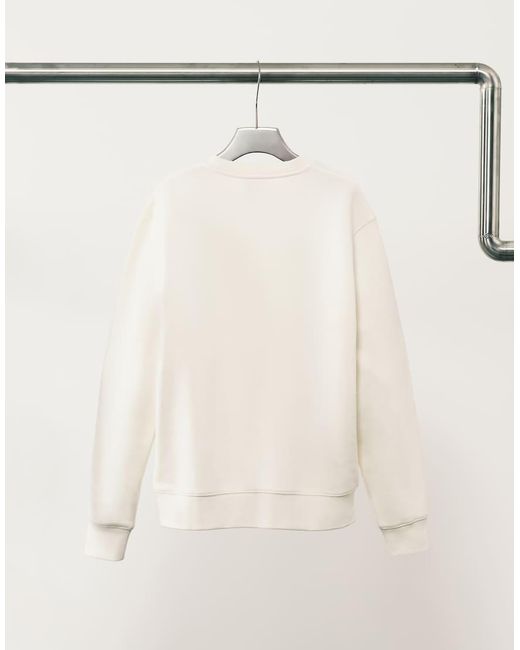 Mango White Cotton Mix Crew Neck Sweatshirt for men