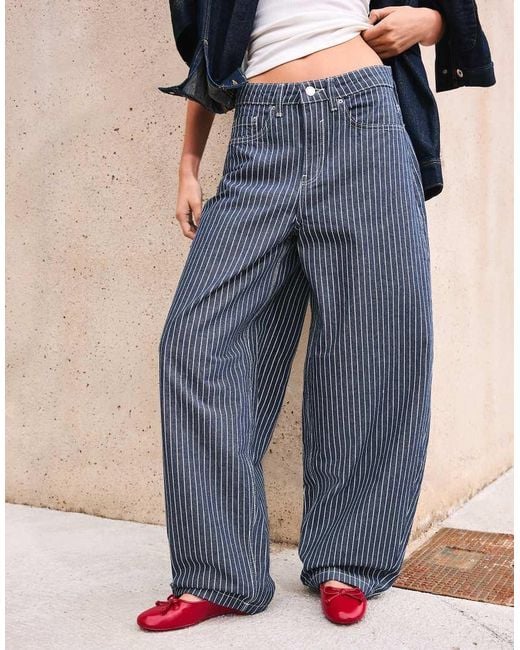 Bershka Blue Balloon Stripe Trousers