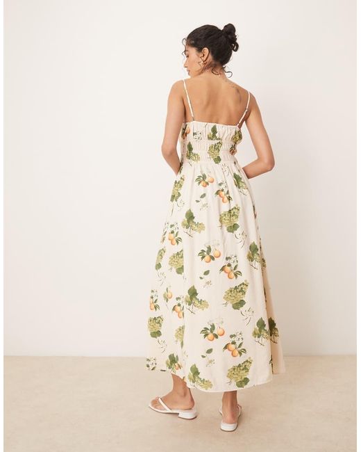 Abercrombie & Fitch Natural Soft Neck Spaghetti Strap Flowy Maxi Dress