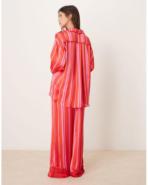 Free People Red Dreamy Days Satin Striped Pyjama Set