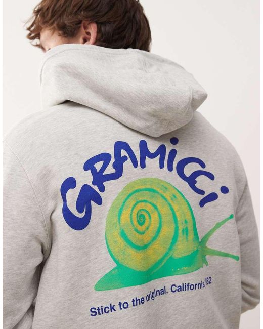 Felpa Grigia Con Cappuccio E Stampa Di Lumaca di Gramicci in Gray da Uomo