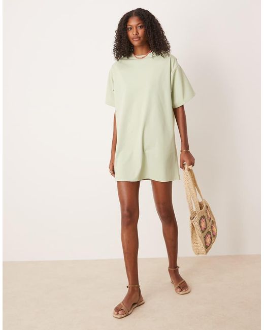 ASOS Oversized Mini T-Shirtjurk Met Structuur in het Natural