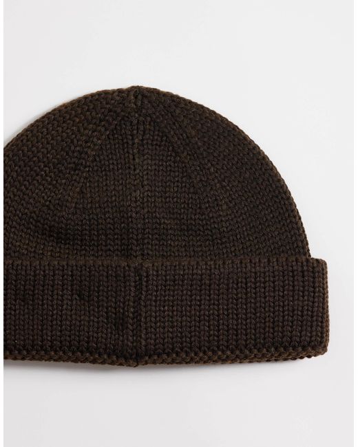 ASOS – gerippte mini-strickmütze in Black für Herren