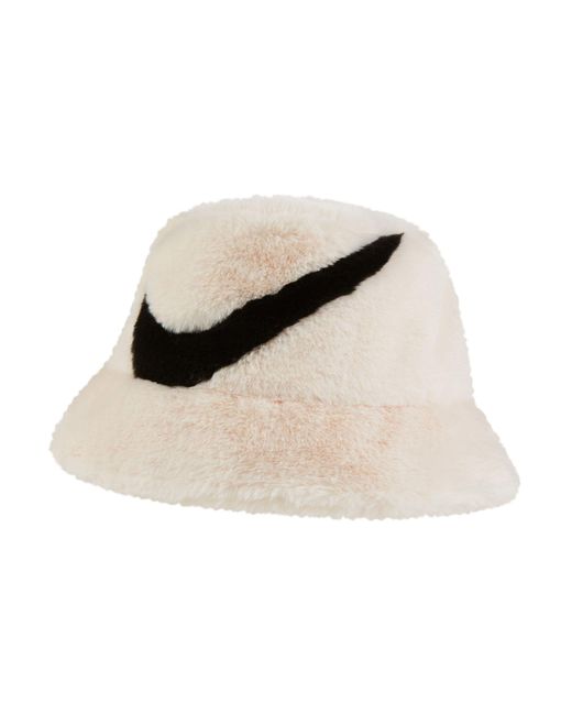 Nike Natural Swoosh Faux Fur Bucket Hat