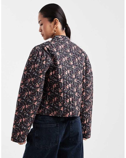 Miss Selfridge Gray Ditsy Victoriana Crop Jacket