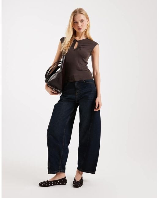 ASOS Brown Cap Sleeve With Keyhole Top