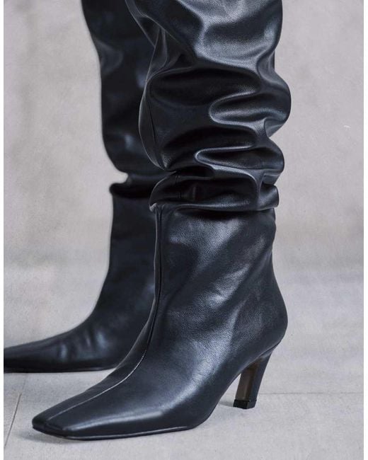 ASOS White Kayla Slouch Chisel Toe Over The Knee Boots