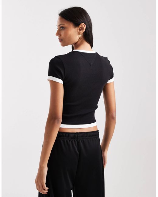 Tommy Hilfiger Black Slim Rib Ringer T-shirt