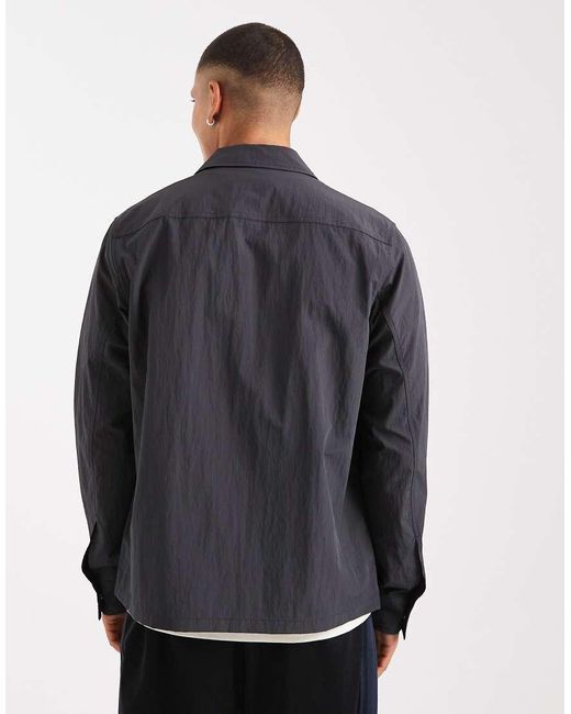 Fred Perry Gray Zip Through Overshirt Jacket for men