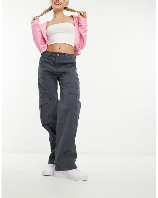 Pull&Bear Gray Adjustable Waist Cargo Pants