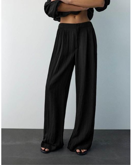 Pull&Bear Black Darted Smart Trousers