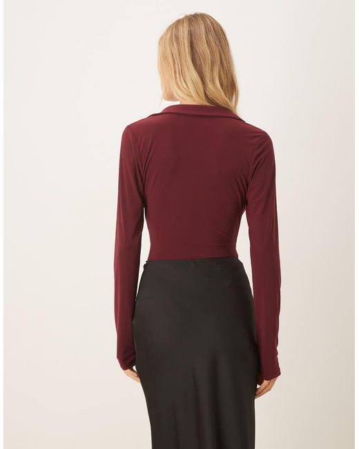 ASOS Red Deep Cowl Neck Slinky Bodysuit