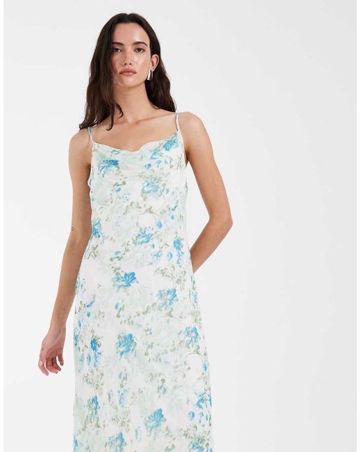 Vero Moda Blue Smilla Chiffon Cowl Neck Cami Midi Dress
