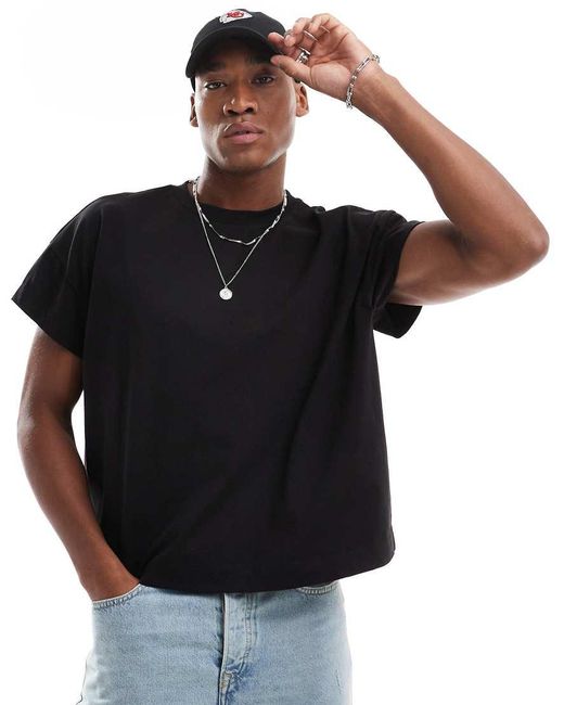 ASOS Oversized Cap Sleeve T shirt in Black for Men Lyst UK