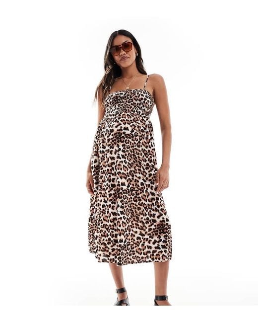 Vero Moda Brown Easy Shirred Cami Ankle Dress