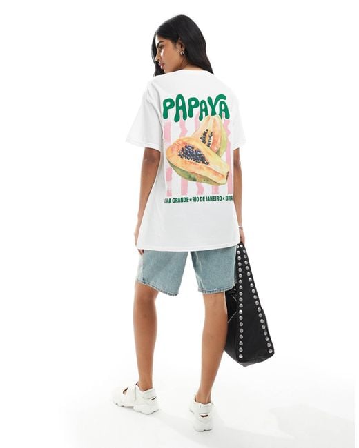 Miss Selfridge White Tropical Papaya Graphic Tee