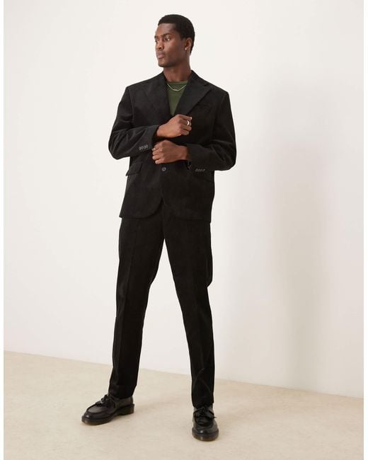 SELECTED Black Bowie Regular Fit Cord Suit Jacket for men