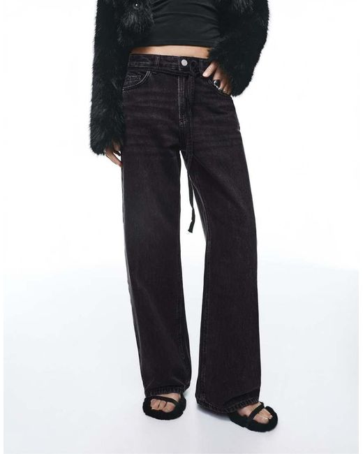 Pull&Bear Black baggy Jeans With Drawstring