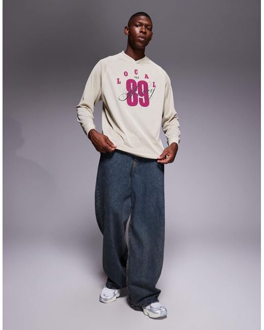 ASOS Pink Relaxed Long Sleeve Raglan T-Shirt With Number Graphic for men