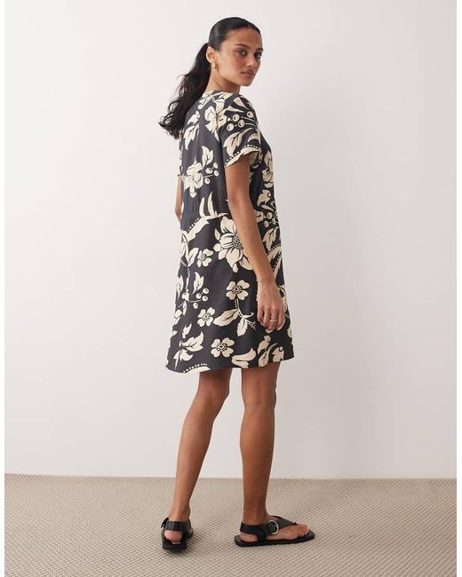 Jdy Natural V Neck Tie Waist Mini Dress