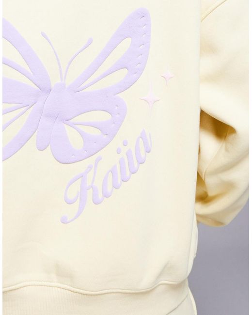 Kaiia Natural Cotton Rich Puff Print Back Graphic Oversized Hoodie Co-ord