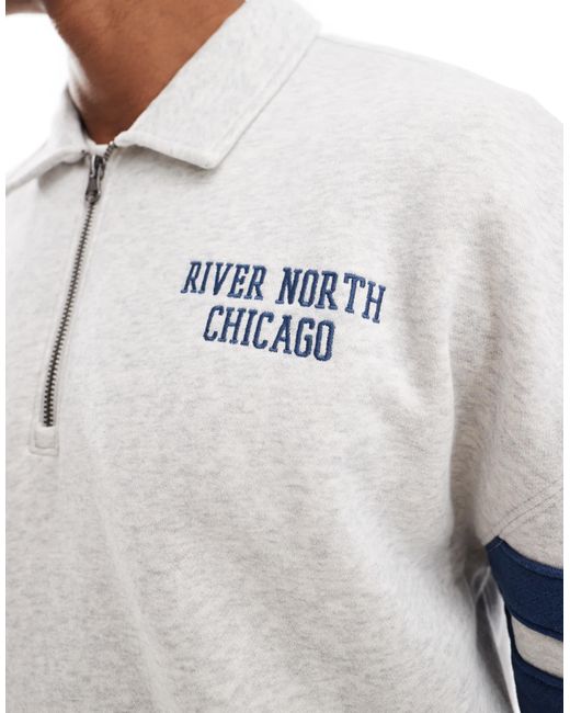 Sweat coupe carrée à col à revers zippé et motif Hollister pour homme en coloris Blue