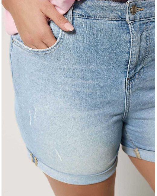 Yours Clothing Blue Denim Boyfriend Shorts