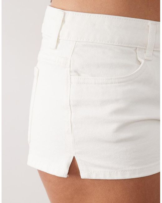 Mango White Teen Cotton Rich Denim Micro Short