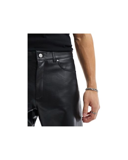 Jack & Jones Black Faux Leather Trousers for men