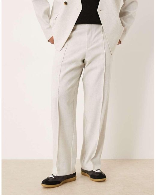 Pantalones De Traje Jaspeado De Corte Ancho De Tejido Texturizado De -Blanco ASOS de hombre de color Natural
