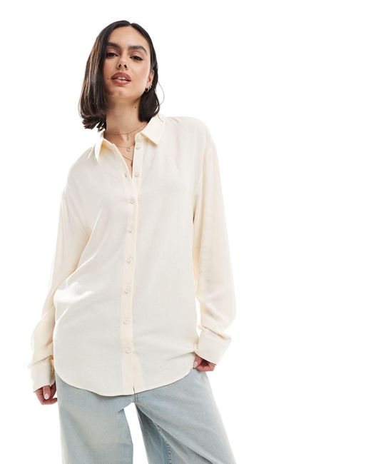 ASOS White Relaxed Linen Blend Shirt