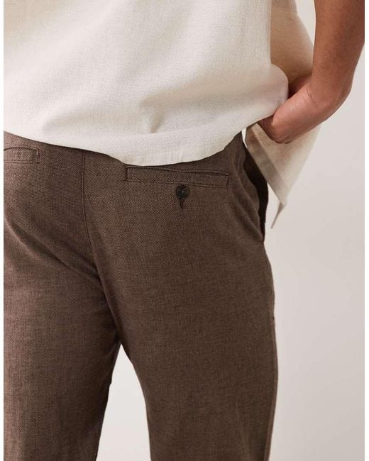 SELECTED Natural Linen Blend Drawstring Pants for men