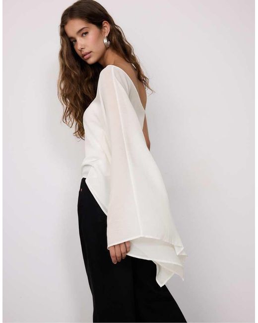 Stradivarius White Asymmetric Cape