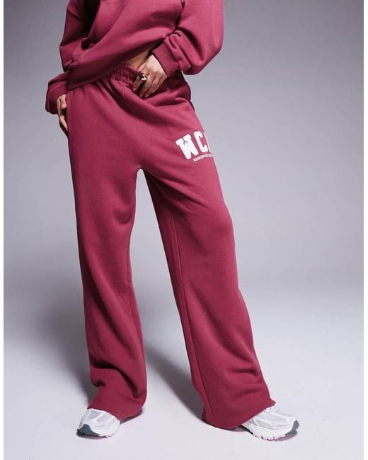 ASOS Pink Weekend Collective Oversized Jogger Co-Ord With Varsity Logo