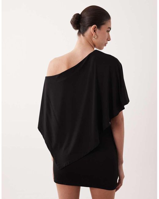 ASOS Black Off The Shoulder Cape Detail Mini Dress