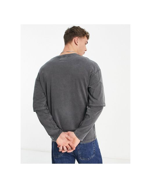 Camiseta gris lavado extragrande con diseño efecto dos capas ADPT de hombre  de color Gris | Lyst