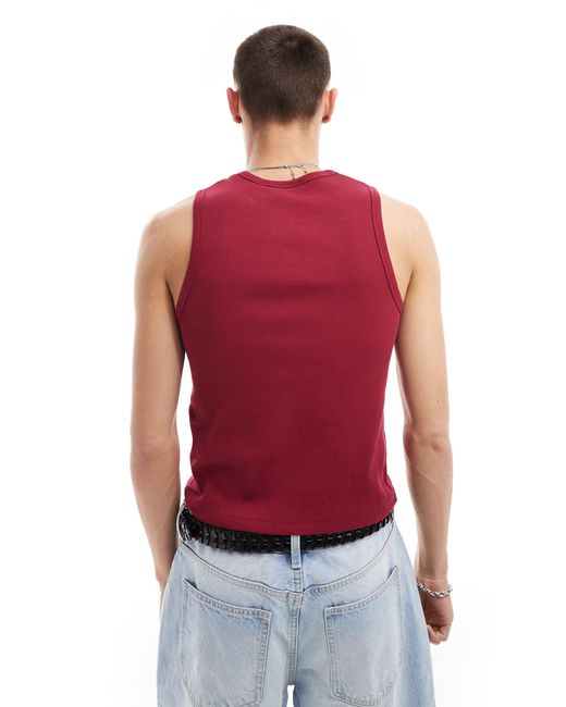 Reclaimed (vintage) Red Ribbed Vest With Logo