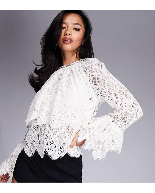 River Island White Petite Lace Blouse