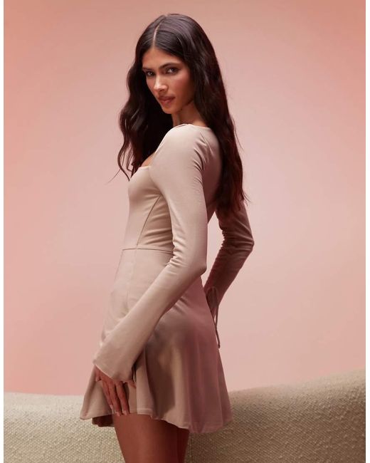 Oh Polly Pink Baize Long Sleeve Mini Dress