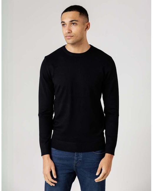 French Connection Blue Crew Neck Long Sleeve Knitted Jumper for men