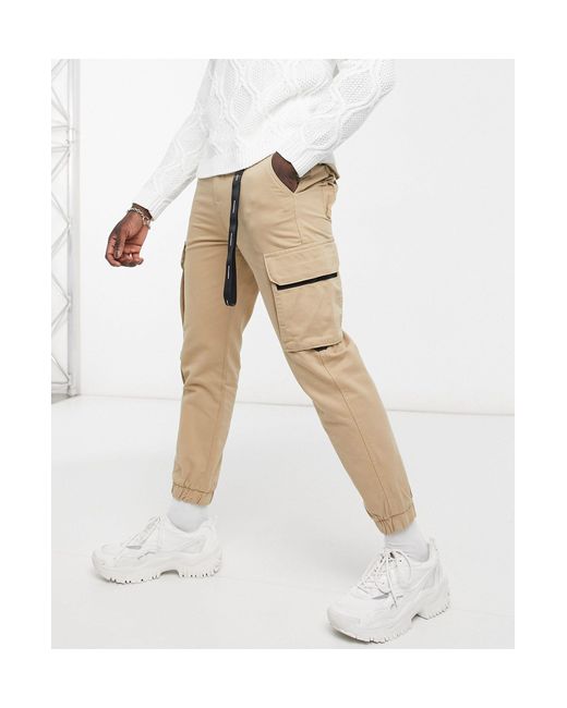 Bershka Denim Cargo Trousers With Key Chain in Natural for Men - Save 39% |  Lyst