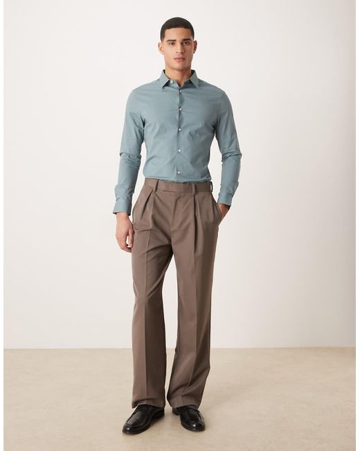 ASOS Blue Skinny Stretch Work Shirt for men