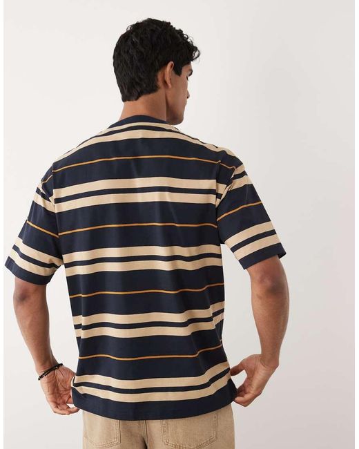 HUGO Blue Nivarsi Loose Fit Striped T-shirt for men