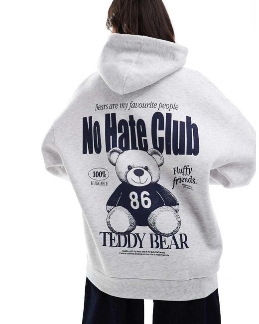 Stradivarius Gray Bear Hoodie