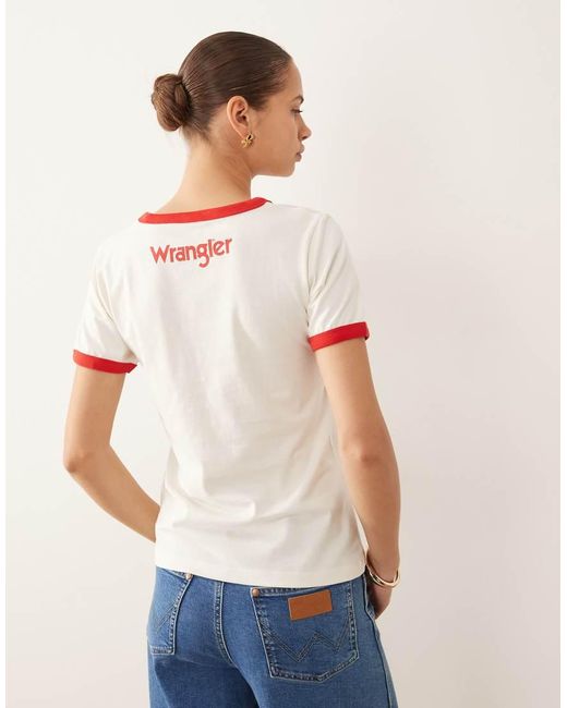 Wrangler White X Stranger Things Upside Down Graphic Print Ringer T-Shirt